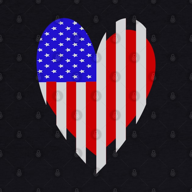 USA Red Heart Love Flag by KZK101